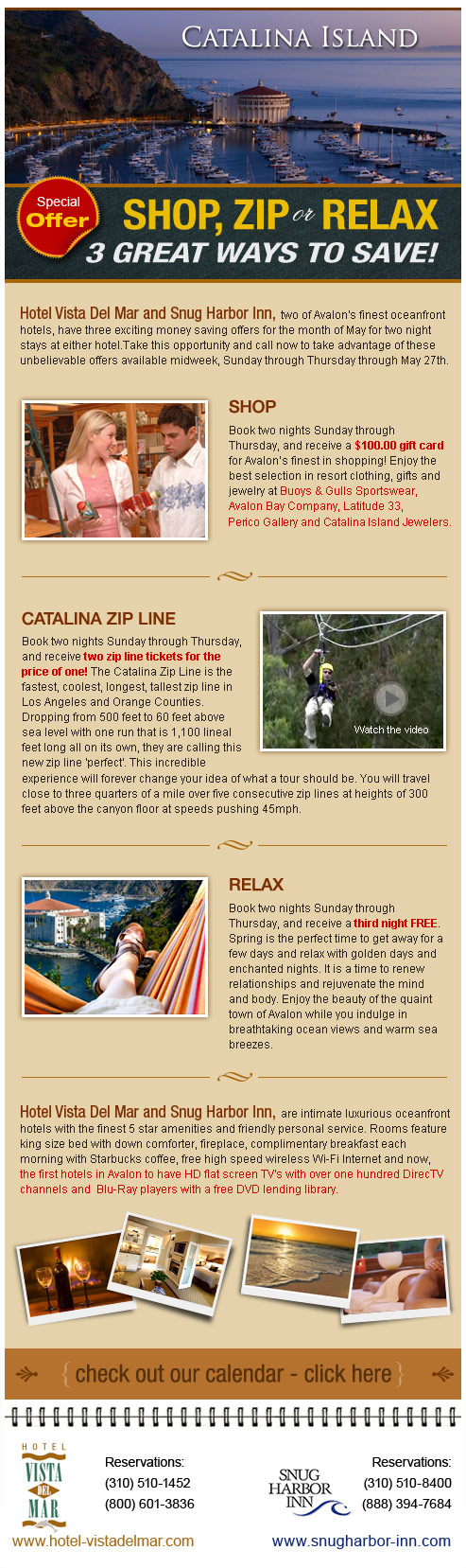 Catalina Islan Hotels - Advertisement Email